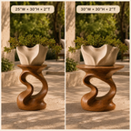 Sculptural Planter Stand – Solid Wood Plant Stand for Indoor and Outdoor Decor
