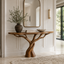 Tree Base Wood Console Table – Solid Wood Entryway Table with Sculptural Branch Base