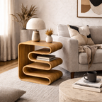 Sculptural Side Table – Solid Wood Table for Living Room and Bedroom