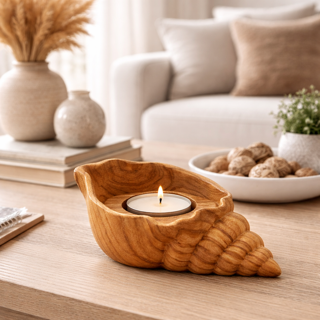 Wooden Drip Candle Holder – Handcrafted Natural Candle Stand Design Main Image