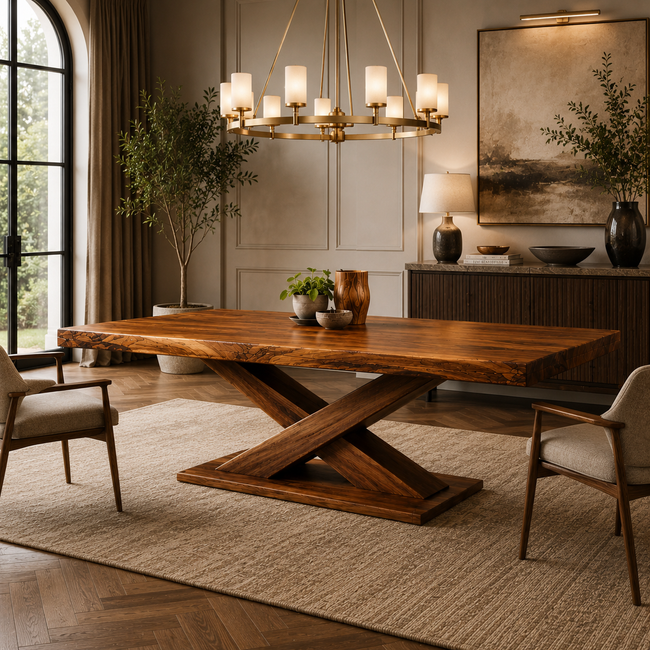 X-Base Dining Table – Sculptural Solid Wood Table for Luxury Dining Room Main Image