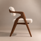 Sculptural Walnut Wood Upholstered Armchair