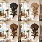 Shell Wood Bar Shelf – Solid Wood Wall Mounted Display Shelf for Home Bar Decor