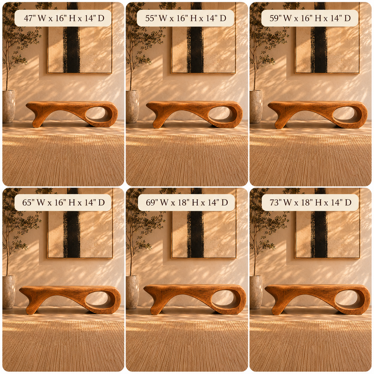Sculptural Bench – Solid Wood Wooden Bench for Modern Home