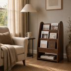 Wooden Magazine Rack – Solid Wood Display Stand for Reading Corner Decor