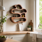 Organic Wood Kitchen Shelf – Solid Wood Wall Mounted Spice Rack for Kitchen Decor