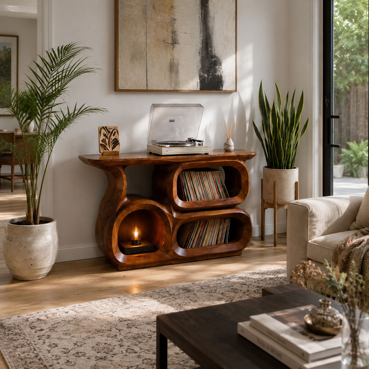 Sculptural Vinyl Record Console