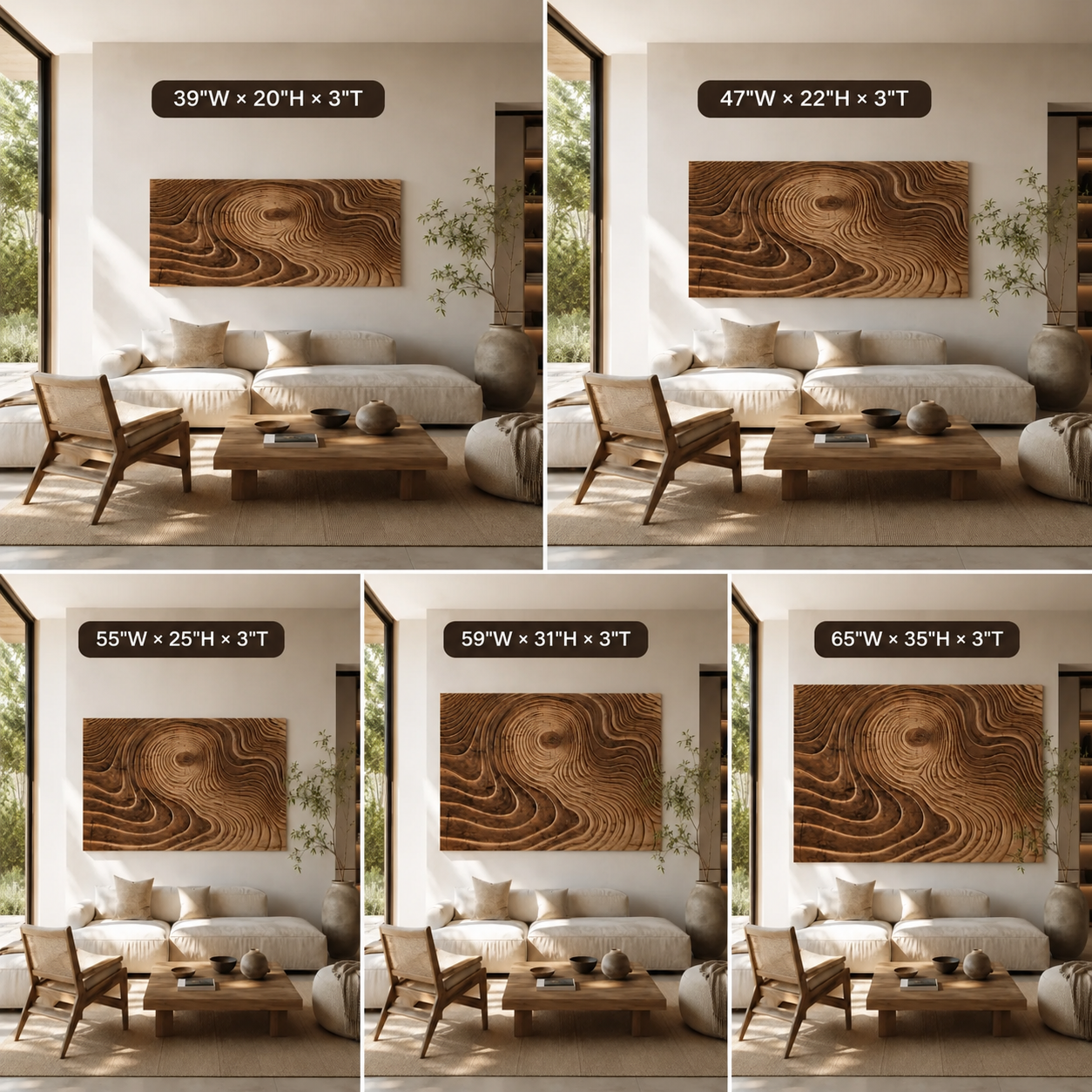 Tree Ring Wood Wall Art – Solid Wood Carved Wall Decor for Living Room Decor