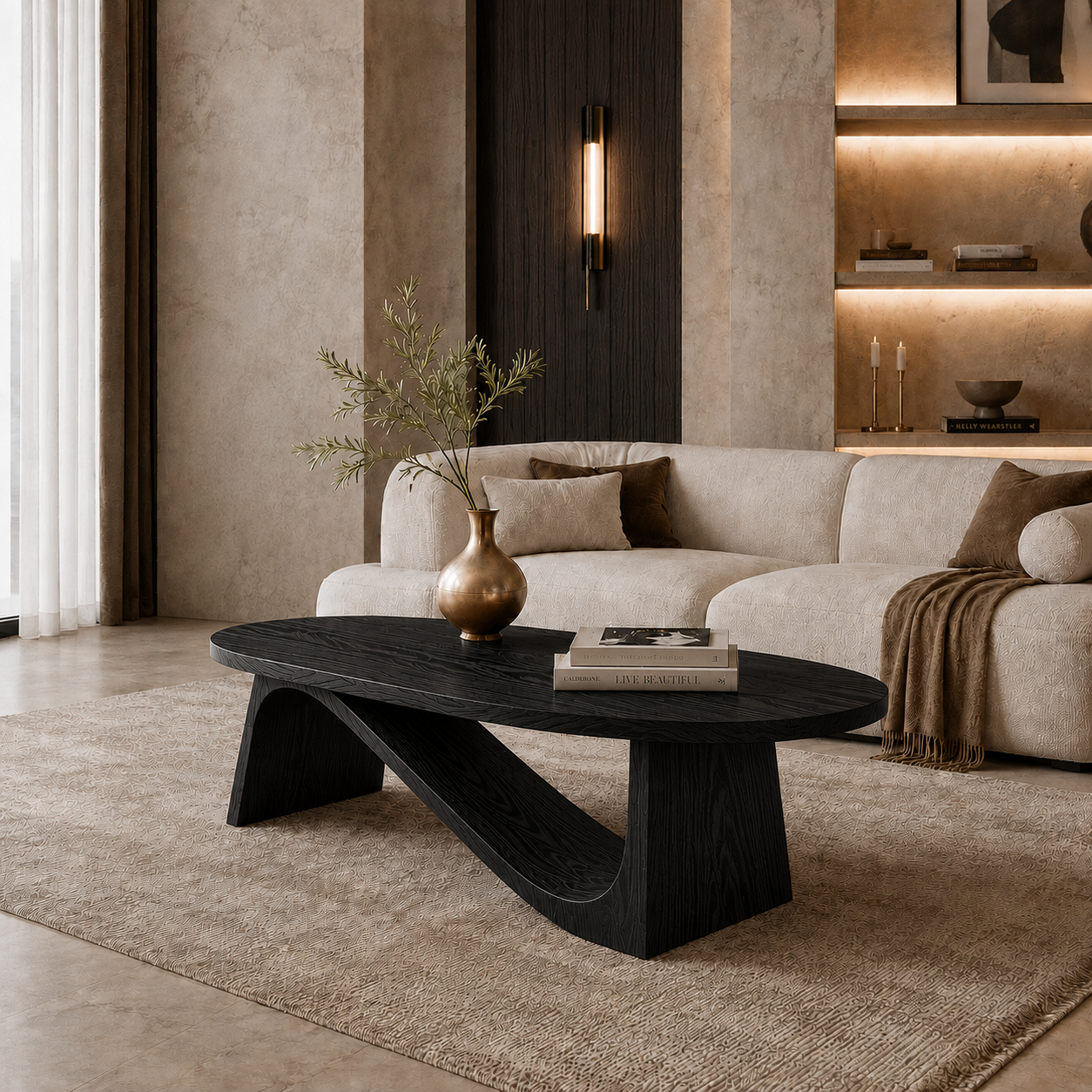 Triangle Coffee Table – Sculptural Solid Wood Table for Living Room