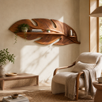 Leaf Wood Wall Shelf – Solid Wood Floating Display Shelf for Living Room Decor