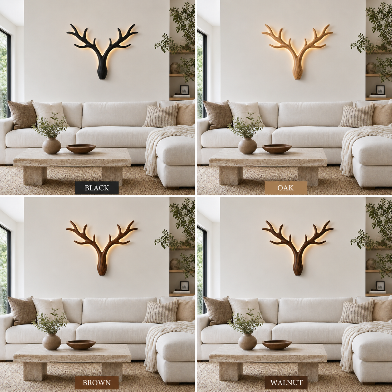 Black Tree Branch Wall Art – Solid Wood Backlit Wall Decor for Bedroom Decor