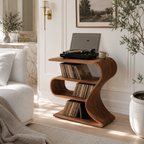 Laptop Side Table – Solid Wood Work Table with Storage Shelves