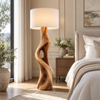 Sculptural Live Edge Wood Floor Lamp