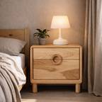 Solid Wood Nightstand – Modern Natural Bedside Table