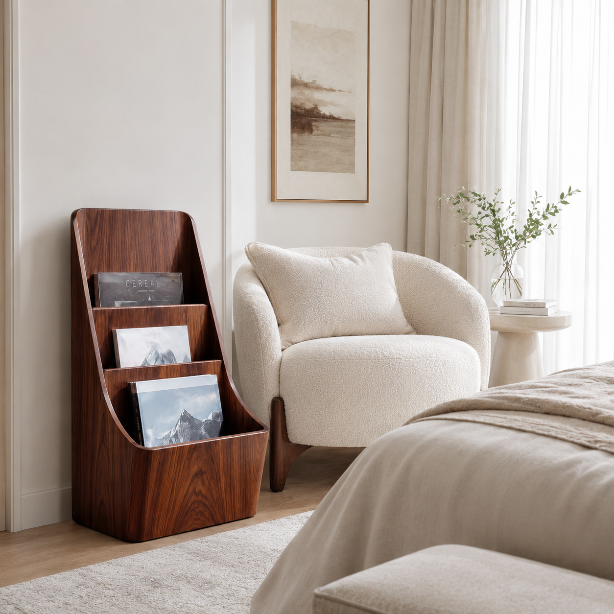 Magazine Rack – Solid Wood Display Stand for Reading Corner