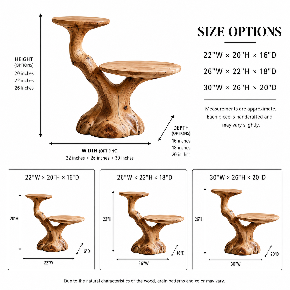 Tree Stump Side Table – Solid Wood Accent Table for Living Room
