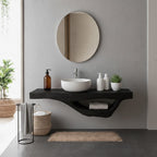 Floating Bathroom Shelf – Natural Wood Shelf with Square Mirror