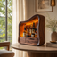 Sculptural Wood Display Cabinet – Solid Wood Lighted Storage Cabinet for Living Room Decor
