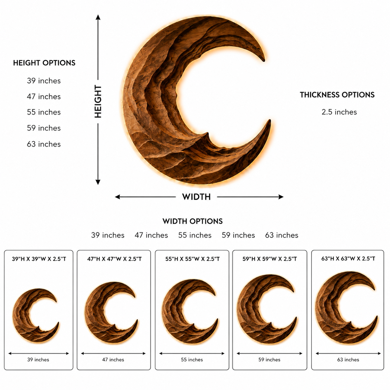 Round Wave Wood Wall Art – Solid Wood Backlit Wall Sculpture for Bedroom Decor