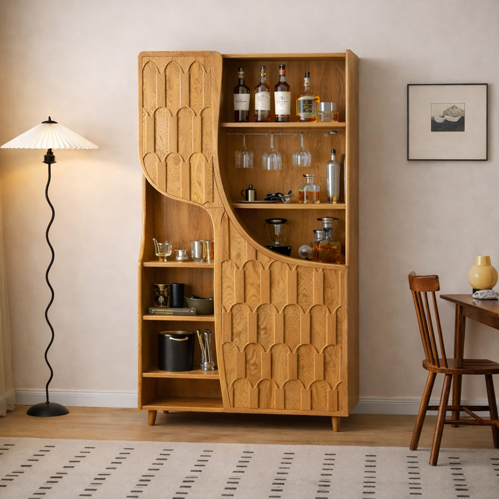 Wooden Storage Cabinet – Modern Natural Display & Bar Furniture