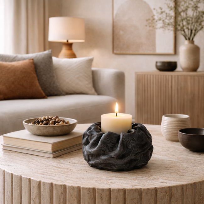 Handcrafted Wooden Drip Candle Holder – Natural Design Main Image