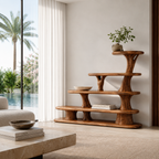 Sculptural Tiered Wood Display Shelf