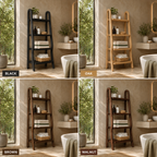 Wood Ladder Bathroom Shelf – Solid Wood Towel Storage Rack for Bathroom Decor