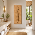 Crocodile Wood Wall Art – Solid Wood 3D Relief Carving for Bedroom Decor