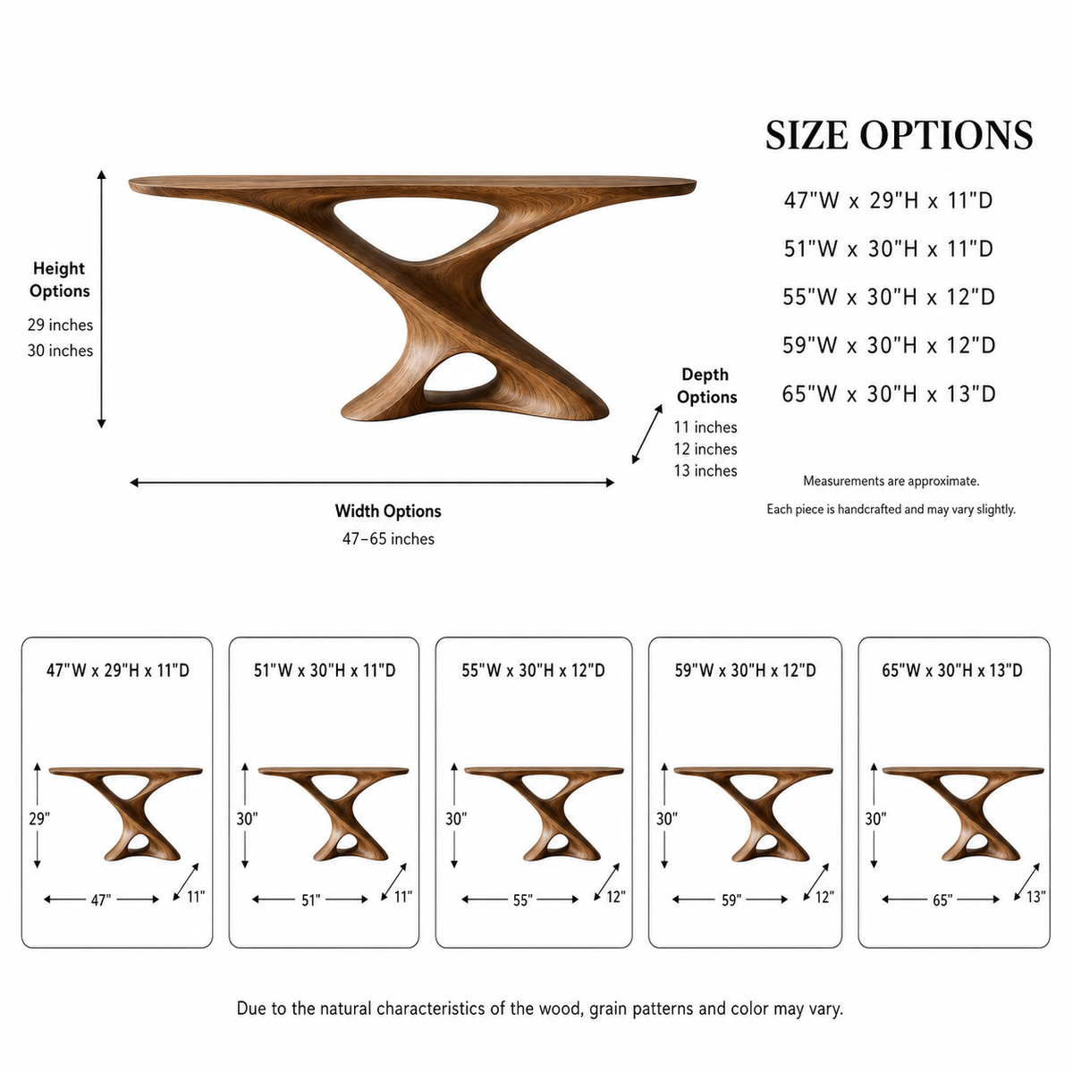 X-Base Console Table – Sculptural Solid Wood Entryway Table