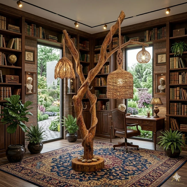 Tree Branch Floor Lamp – Solid Wood Standing Light for Living Room Decor Main Image