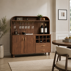 Wood Bar Cabinet – Solid Wood Wine Storage Cabinet for Living Room Decor