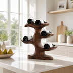 Tree Branch Wood Wine Rack – Solid Wood Bottle Display Stand for Dining Room Decor