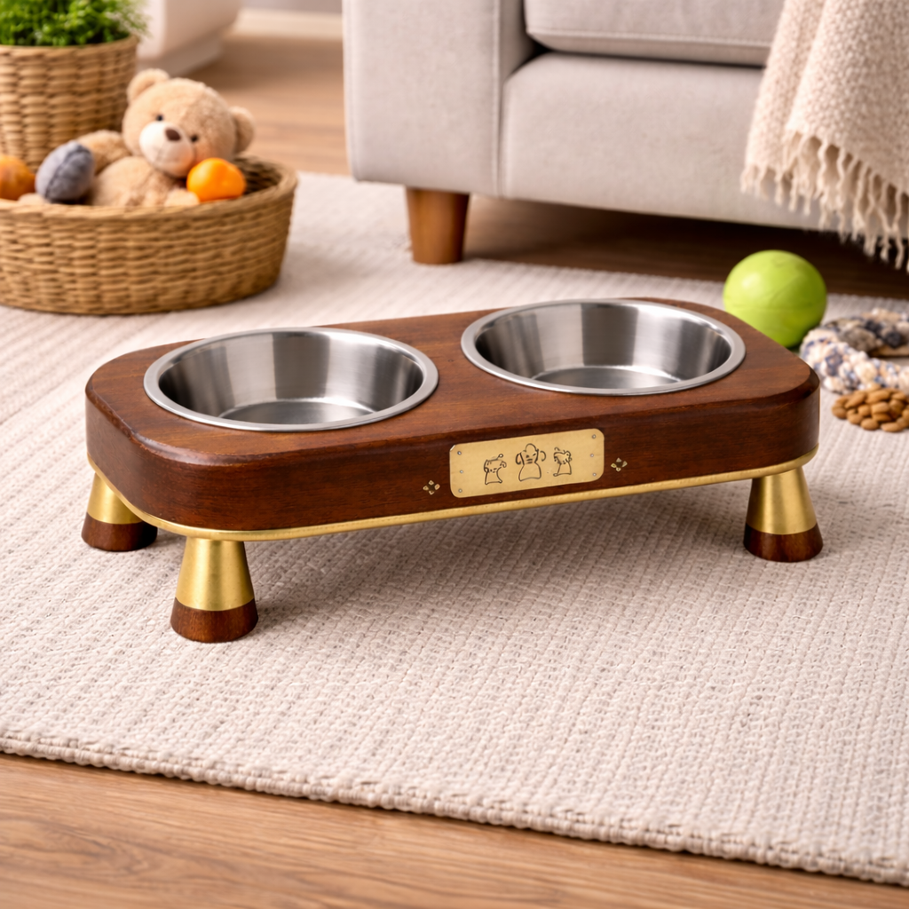 Personalized Wooden Pet Feeding Station – Custom Dog Bowl Stand