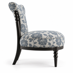 Floral Upholstered Accent Chair with Turned Wood Details