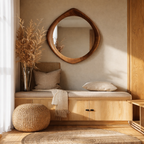 Organic Wooden Wall Mirror – Modern Natural Home Decor Accent