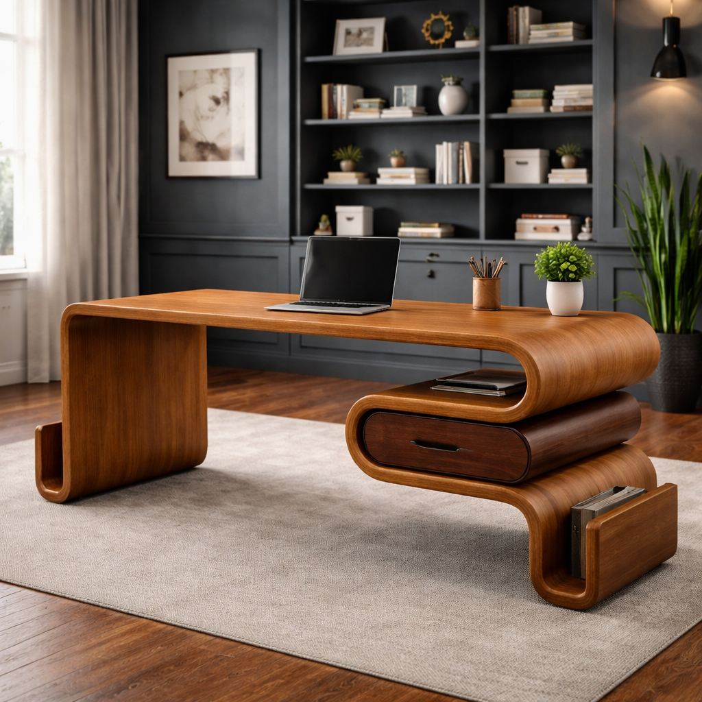 Sculptural Console Table – Handmade Solid Wood Table for Modern Storage