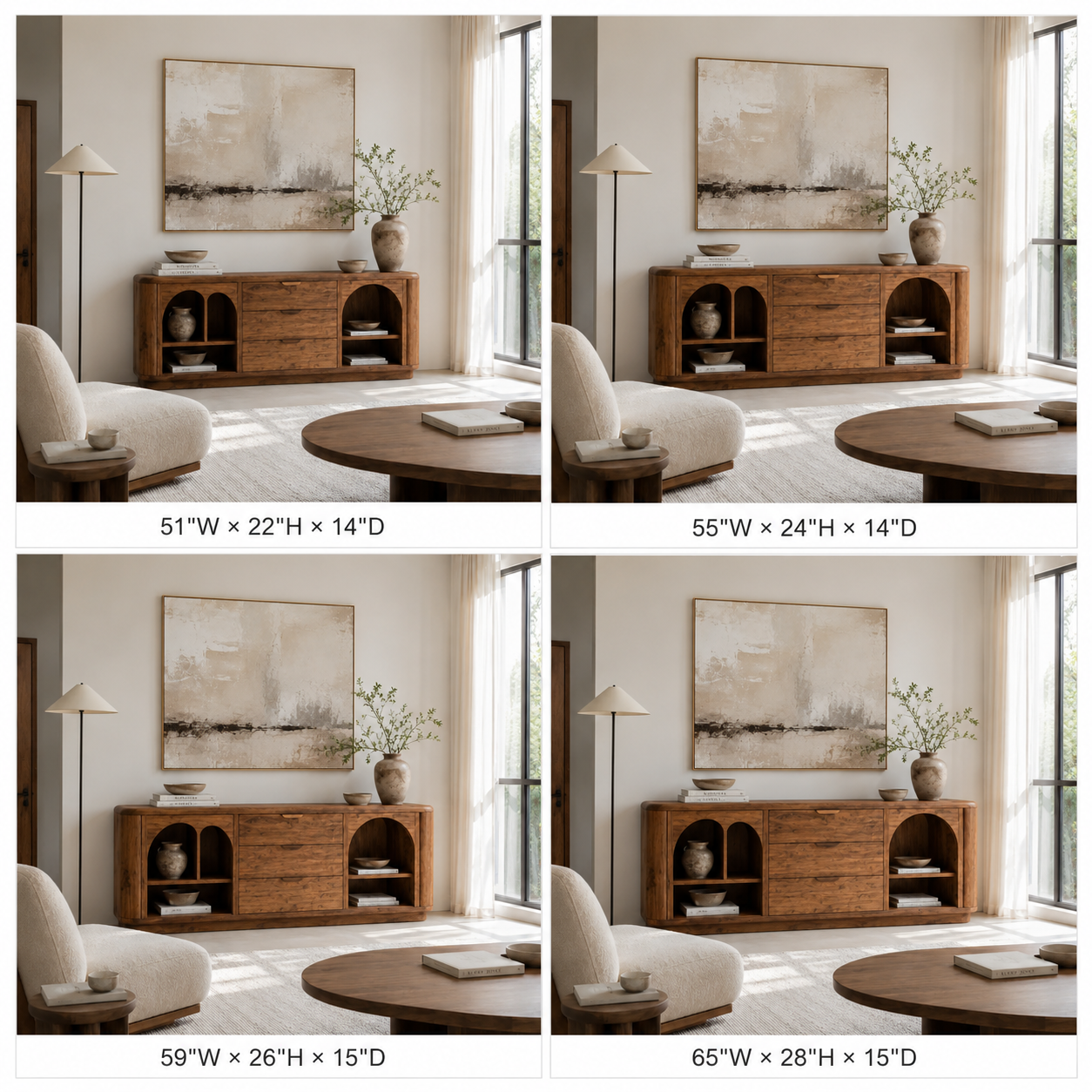 Media Console Cabinet – Solid Wood Storage Cabinet for Living Room