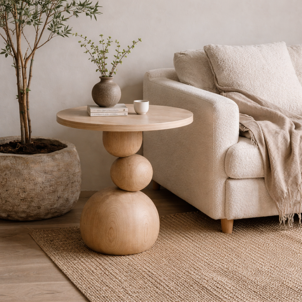 Sculptural Side Table – Handmade Solid Wood Table for Modern Home