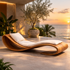 Sculptural Chaise Lounge – Solid Wood Outdoor Lounge Chair