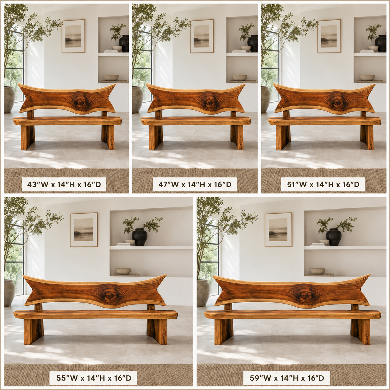 Live Edge Wood Outdoor Bench – Solid Wood Garden Bench for Patio Decor