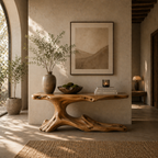 Handcrafted Solid Wood Console Table – Sculptural Curved Base Design