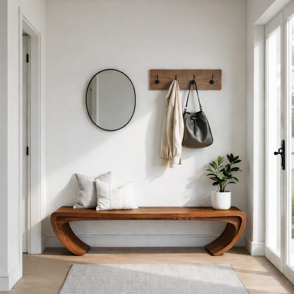 Modern Organic Wooden Bench – Sculptural Wood Furniture for Living Spaces