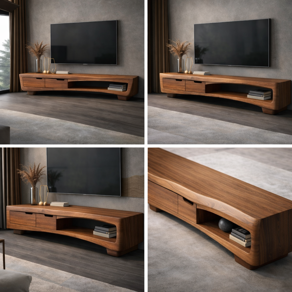 Solid Wood Modern TV Console – Clean-Line Media Stand