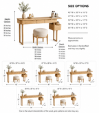 Makeup Vanity Table – Solid Wood Vanity with Round Mirror and Stool