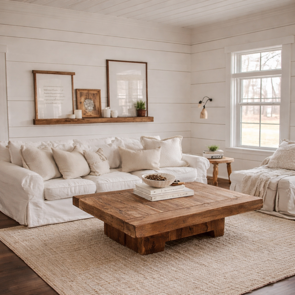 Solid Wood Coffee Table – Modern Natural Furniture for Living Rooms