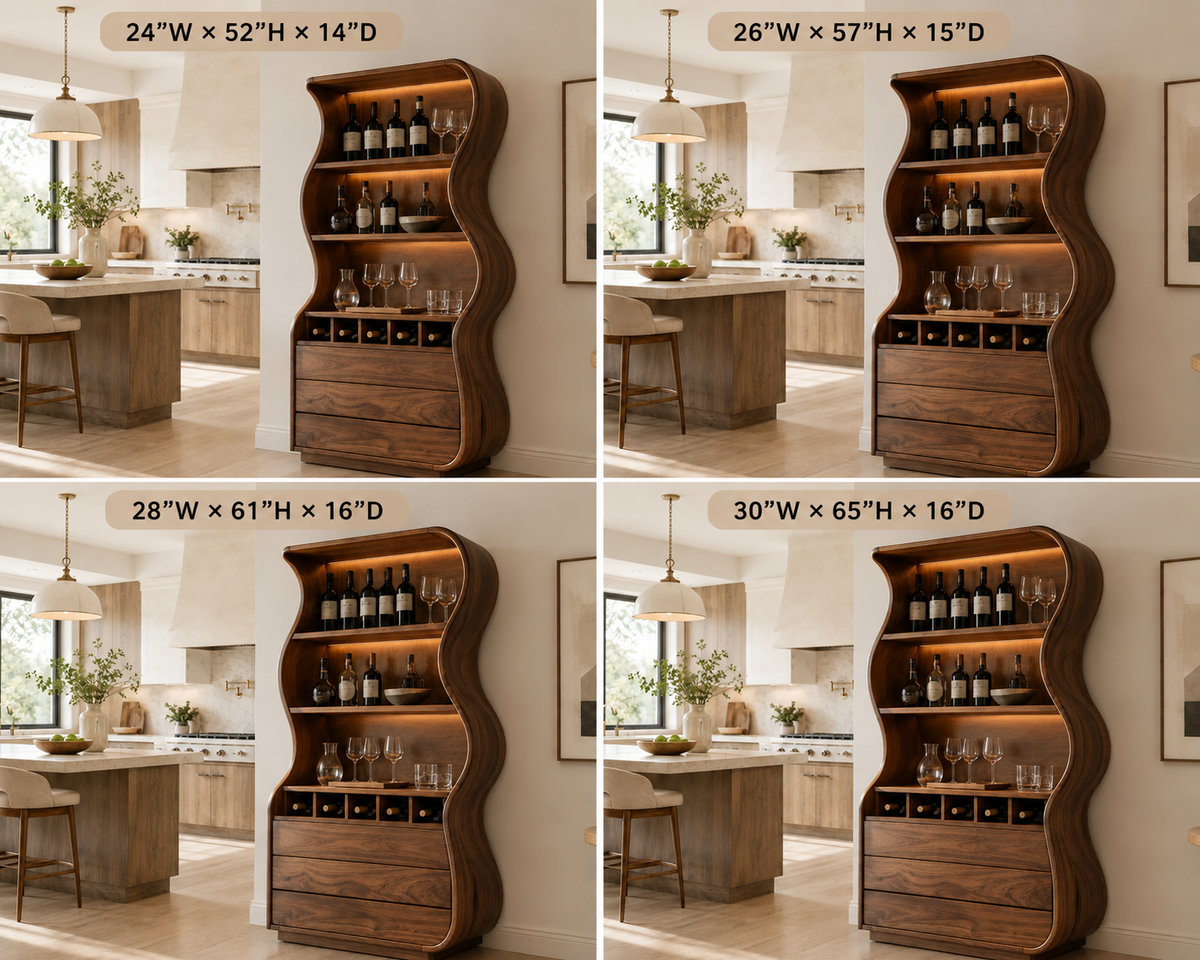 Wine Cabinet – Solid Wood Storage Cabinet with Curved Design