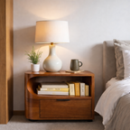 Solid Wood Nightstand – Modern Natural Bedside Table