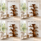 Tree Trunk Wood Bookshelf – Solid Wood Display Shelf for Living Room Decor