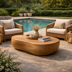 Organic Outdoor Coffee Table – Solid Wood Table for Patio and Garden