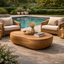 Organic Outdoor Coffee Table – Solid Wood Table for Patio and Garden